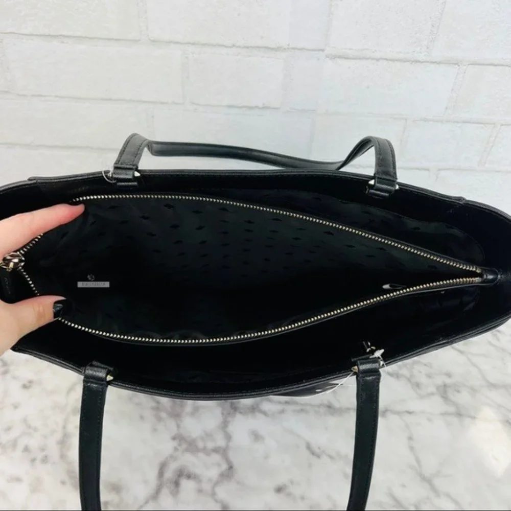 Kate Spade Black Large Laptop Tote Shoulder Bag & Large Continental Wallet Set_7